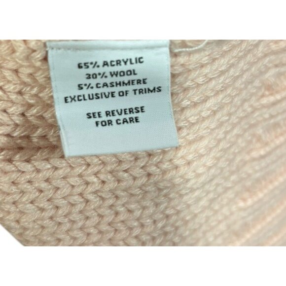525 America Cable Knit Crewneck Sweater Womens M Cashmere Blend Chunky Pink - Picture 4 of 4